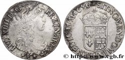 LOUIS XIV LE GRAND OU LE ROI SOLEIL Écu de Navarre, portrait à la mèche longue 1656 Saint-Palais TTB+