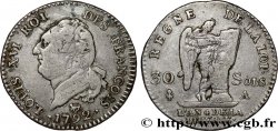 LOUIS XVI (MONARQUE CONSTITUTIONNEL)  30 sols dit &nbsp;au génie&nbsp;, type FRANÇOIS 1792 Paris
