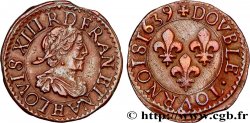 LOUIS XIII  Double tournois, type 11 de La Rochelle 1639 La Rochelle AU