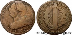 LOUIS XVI 2 sols dit  au faisceau , type FRANÇOIS 1791 Paris