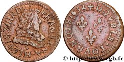 LOUIS XIII LE JUSTE Double tournois, type 1 1632 La Rochelle