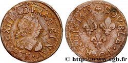 LOUIS XIII  Double tournois, type 14 1639 La Rochelle