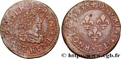 LOUIS XIII LE JUSTE Double tournois, type 14 1639 La Rochelle