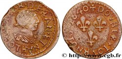 LOUIS XIII LE JUSTE Double tournois, 15e type de La Rochelle 1640 La Rochelle
