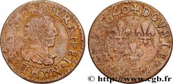 LOUIS XIII LE JUSTE Double tournois, 15e type de La Rochelle 1640 La Rochelle