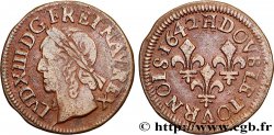 LOUIS XIII LE JUSTE Double tournois, type de Warin 1642 La Rochelle