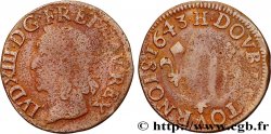 LOUIS XIII LE JUSTE Double tournois, type de Warin 1643 La Rochelle