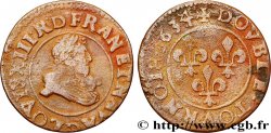 LOUIS XIII LE JUSTE Double tournois, type 8 1634 Lyon