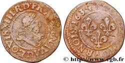 LOUIS XIII LE JUSTE Double tournois, type 8 1634 Lyon