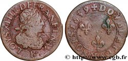 LOUIS XIII LE JUSTE Double tournois, 2e type de Rouen 1639 Rouen