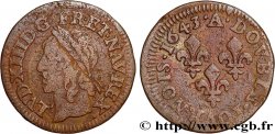 LOUIS XIII LE JUSTE Double tournois, type de Warin 1643 Corbeil