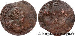 LOUIS XIII  Double tournois, au grand buste viril drapé 1639 Ateliers de l’axe Loire-Rhône