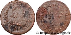 LOUIS XIII LE JUSTE Double tournois, 15e type de La Rochelle 1640 La Rochelle
