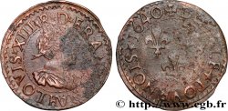 LOUIS XIII LE JUSTE Double tournois, 15e type de La Rochelle 1640 La Rochelle