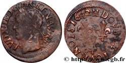 LOUIS XIII LE JUSTE Double tournois, type de Warin 1642 La Rochelle