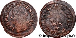 LOUIS XIII LE JUSTE Double tournois, type de Warin 1642 La Rochelle