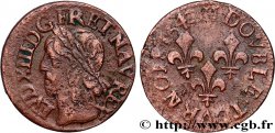 LOUIS XIII LE JUSTE Double tournois, type de Warin 1642 La Rochelle