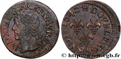 LOUIS XIII Double tournois, type de Warin 1642 La Rochelle