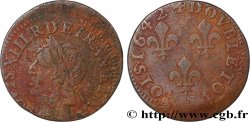 LOUIS XIII LE JUSTE Double tournois, type de Warin 1642 