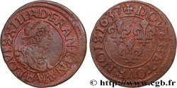 LOUIS XIII  Double tournois, type 9 de Villeneuve 1637 Saint-André de Villeneuve-lès-Avignon AU/XF