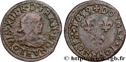 LOUIS XIII LE JUSTE Double tournois, type 14 1639 La Rochelle