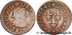 LOUIS XIII LE JUSTE Double tournois, 15e type de La Rochelle 1640 La Rochelle
