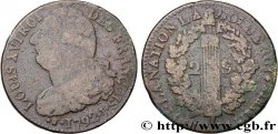 LOUIS XVI 2 sols dit  au faisceau , type FRANÇOIS 1792 Clermont-Ferrand