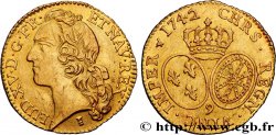 LOUIS XV &nbsp;THE WELL-BELOVED&nbsp; Louis d’or aux écus ovales, tête ceinte d’un bandeau 1742 Rennes