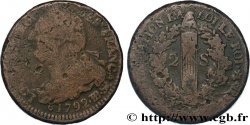 LOUIS XVI (MONARQUE CONSTITUTIONNEL)  2 sols dit &nbsp;au faisceau&nbsp;, type FRANÇAIS 1792 Strasbourg
