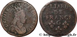 LOUIS XIV LE GRAND OU LE ROI SOLEIL Liard de cuivre, 2e type 1655 Montreuil-Bonnin