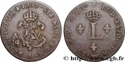 LOUIS XV DIT LE BIEN AIMÉ Double sol de billon 1739 Paris