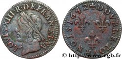 LOUIS XIII LE JUSTE Double tournois à la vieille tête, type de Warin 1642 Atelier indéterminé