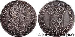 LOUIS XIV LE GRAND OU LE ROI SOLEIL Demi-écu, portrait à la mèche longue 1656 Angers TTB/TTB+