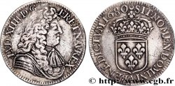 LOUIS XIV LE GRAND OU LE ROI SOLEIL Demi-écu, portrait à la cravate courte 1680 Paris TTB/TTB+