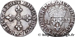 HENRI III Quart d écu, croix de face 1587 Rennes TTB