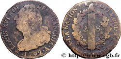 LOUIS XVI 2 sols dit  au faisceau , type FRANÇOIS 1792 Paris