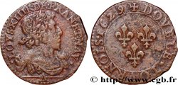 LOUIS XIII LE JUSTE Double tournois, type 7 1629 Paris