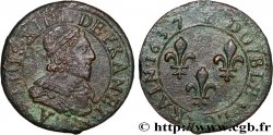 LOUIS XIII LE JUSTE Double lorrain, type 10 1637 Stenay