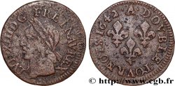 LOUIS XIII LE JUSTE Double tournois, type de Warin 1642 Corbeil