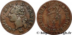 LOUIS XVI Liard dit “à l écu” 1788 Rouen XF