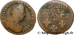 LOUIS XIV  THE SUN KING  Liard, 3e type, buste âgé 1695 Lyon