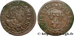 LOUIS XIII LE JUSTE Double tournois, type 7 de Lyon, buste viril barbu et drapé 1630 Lyon
