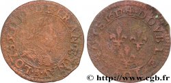 LOUIS XIII LE JUSTE Double tournois, type 1 1617 Paris, Moulin du Louvre