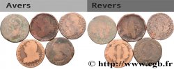 LOUIS XVI 2 sols dit  au faisceau , types divers, lot de 5 ex. n.d. Ateliers divers