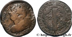 LOUIS XVI (MONARQUE CONSTITUTIONNEL)  2 sols dit &nbsp;au faisceau&nbsp;, type FRANÇAIS 1792 Strasbourg