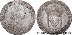 LOUIS XIV LE GRAND OU LE ROI SOLEIL Écu, portrait à la mèche longue 1654 Bayonne TTB