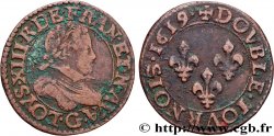 LOUIS XIII  Double tournois, type 2 de Poitiers 1619 Poitiers