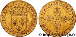 LOUIS XIII  Écu d or au soleil, à la croix anillée fleurdelisée 1641 Paris, Monnaie du Louvre MBC+