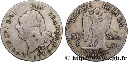 LOUIS XVI 30 sols dit &nbsp;au génie&nbsp;, type FRANÇOIS 1792 Metz