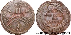 LOUIS XV  THE WELL-BELOVED  Seize deniers des mines de Béarn 1728 Pau XF/AU